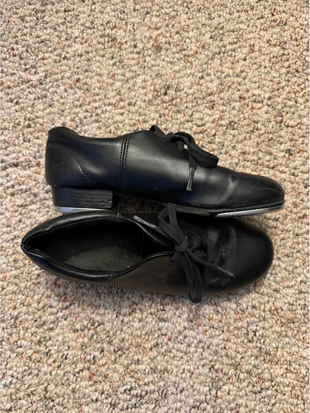 Capezio kids black leather tap shoes Sz 2.5